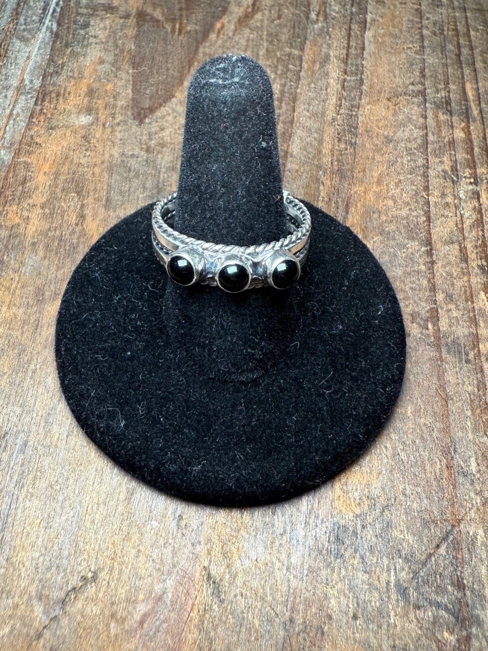 Sterling Silver Triple Black Onyx Statement Ring